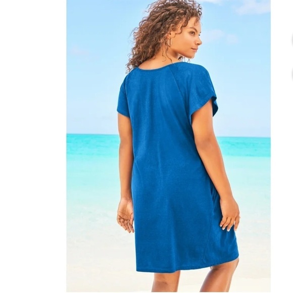 Swimsuits For All Swim 365 Women's Plus Size 2X Box-Pleat Cover Up Blue NWT - Picture 3 of 8